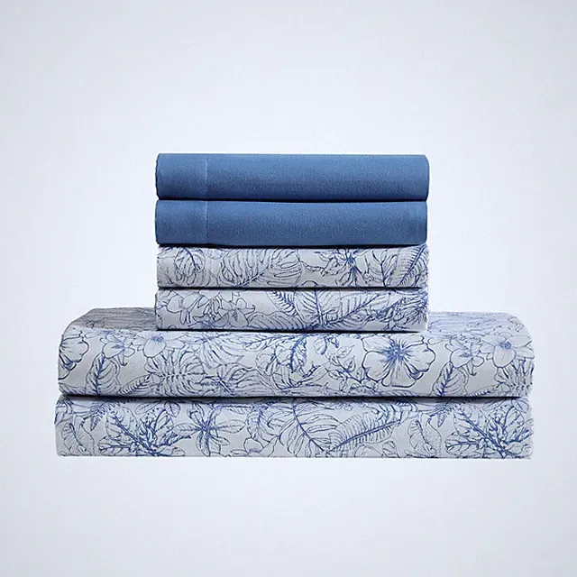 6-Piece Set with Cooling Pillowcases, 12-inch Deep Pockets, Tropical Beach Co...