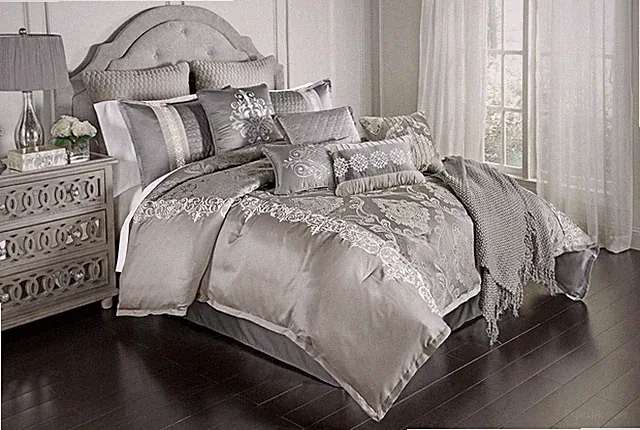 Elegant Collection Comforter Set, Queen, Kacee - Platinum, 12-Piece Set