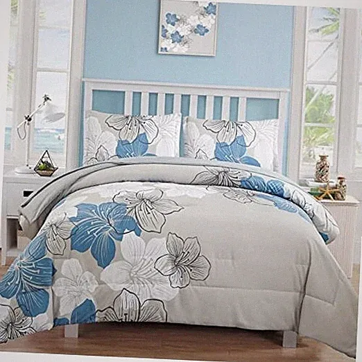 Floral Comforter Set Size Floral Comforter and Sheet Set, 7 Pieces Queen Blue