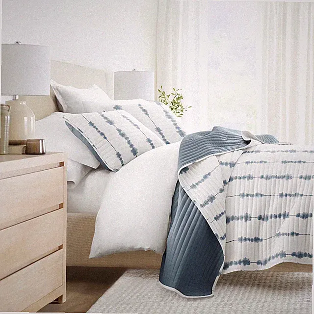 Geometric and Floral Modern Reversible Quilt and Shams Set - Becky Cameron