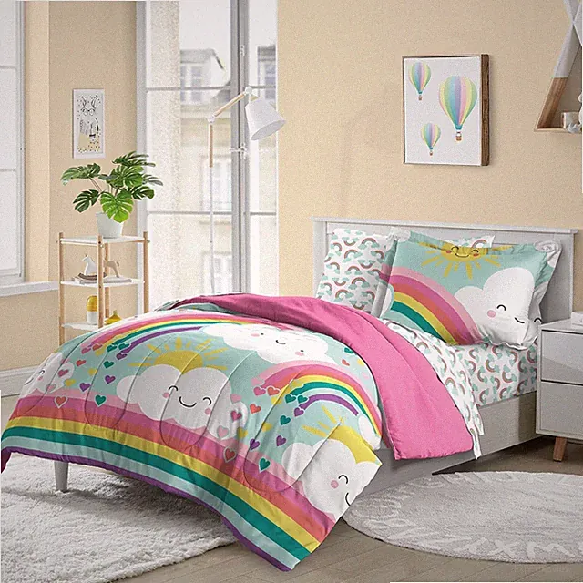 Kids 5-Piece Complete Bed Set Easy-Wash Super Soft Microfiber Comforter Bedding