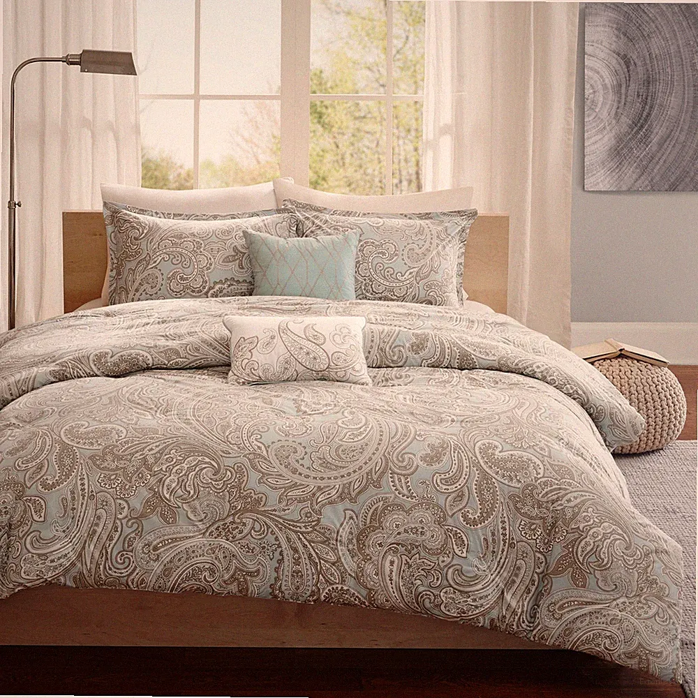 Madison Park Pure Ronan 5 Piece Cotton Comforter Set Down Cozy Bedding Set Shams