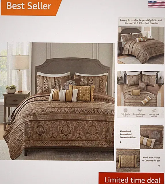 Quilt Traditional Damask Design All Season, Lightweight Coverlet Bedspread Be...