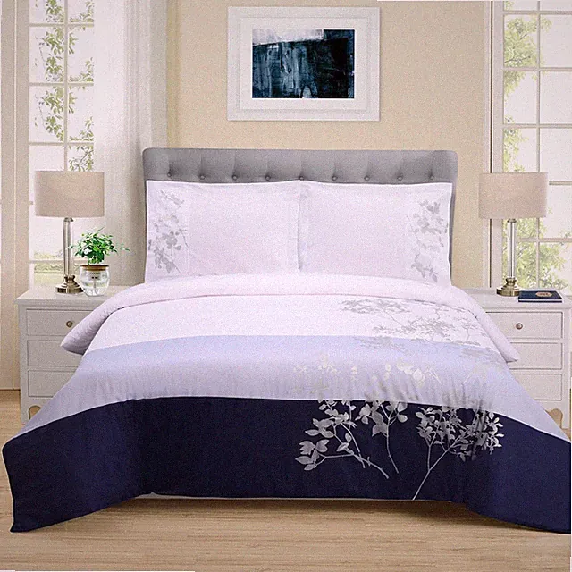 Soft 100% Cotton King Duvet Cover Set, Blue - 3 Pieces, Sydney Collection