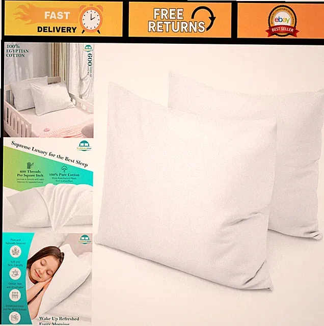 Soft 100% Egyptian Cotton Travel Pillow Cases 12x16 - Set of 2, Zipper Closure