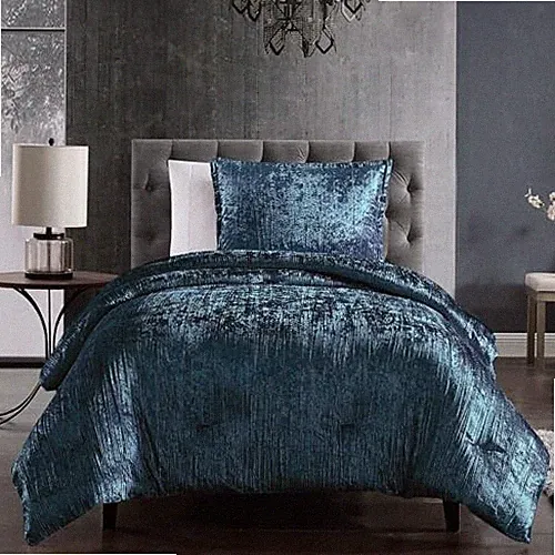 Turin Plush Comforter Set, 2-Piece Set Twin Blue